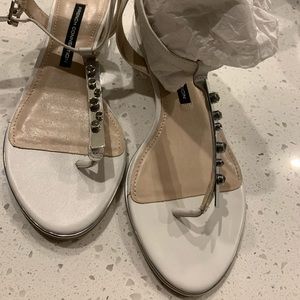 French connection white sandals rhinestones 38